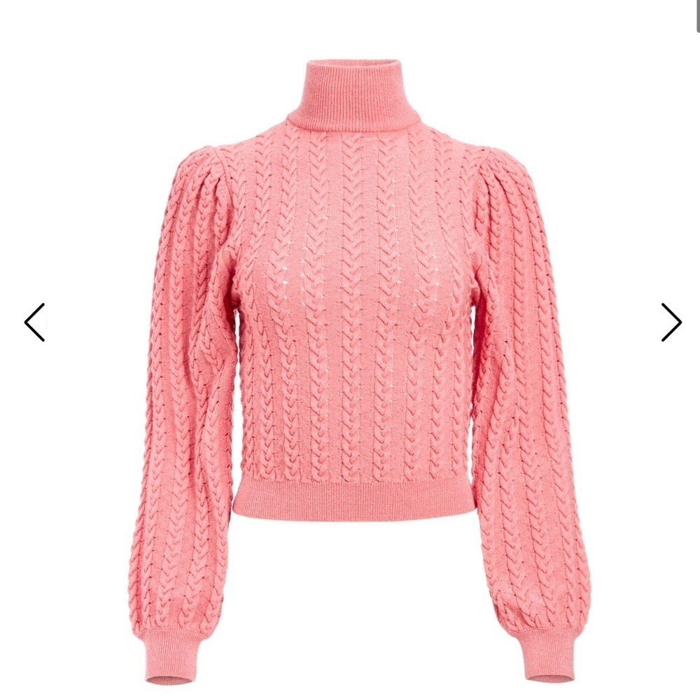 Alice + Olivia ESME CABLEKNIT TURTLENECK in Rose - Picture 5 of 5